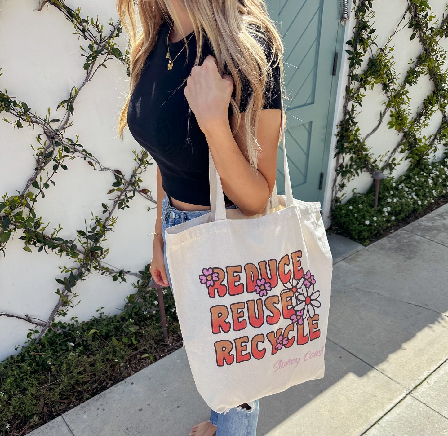 Oversized Beach Canvas Bag (Flowers)