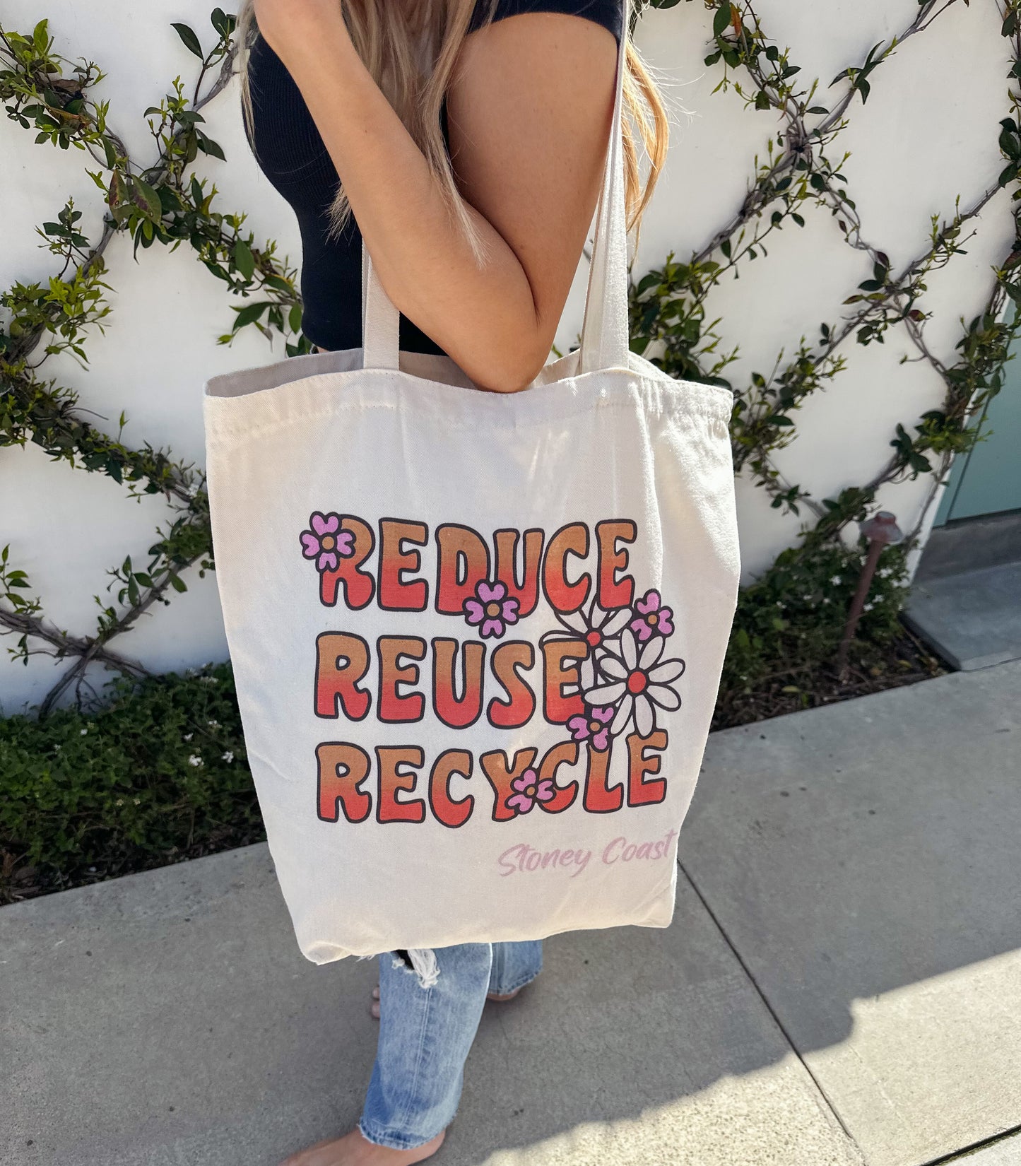 Oversized Beach Canvas Bag (Flowers)